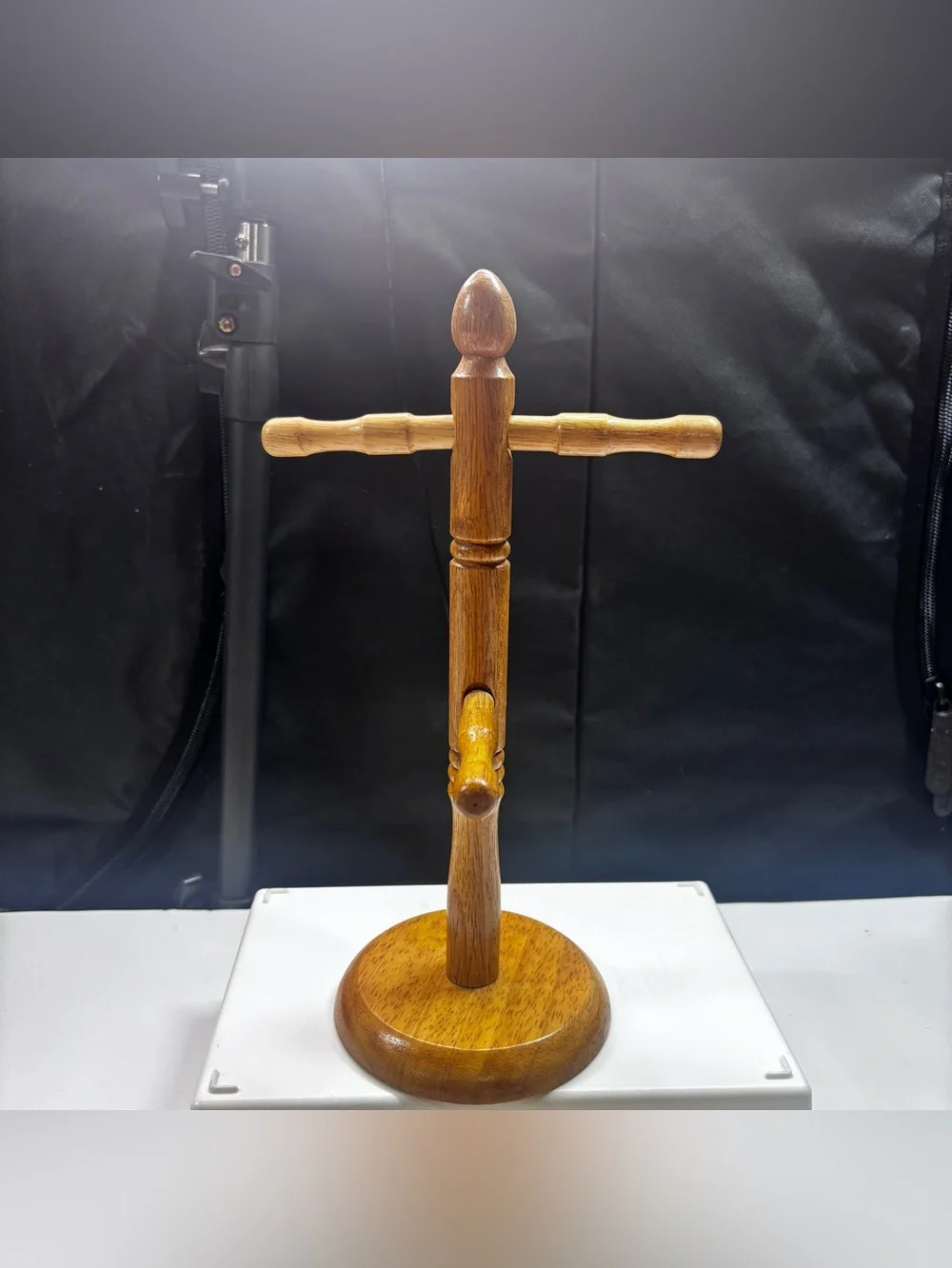Vintage Wooden Coffee Mug Cup Holder 4 Arms Jewelry Tree 11” Stand